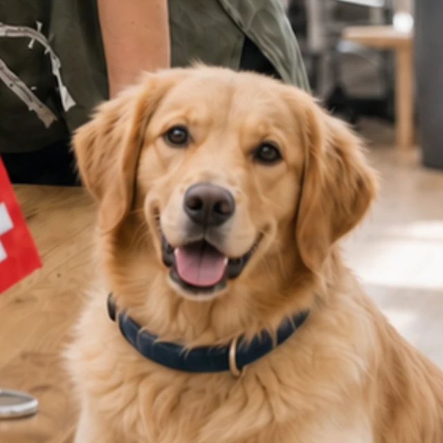 Portrait von Lucy, Golden Retriever und Bürohund